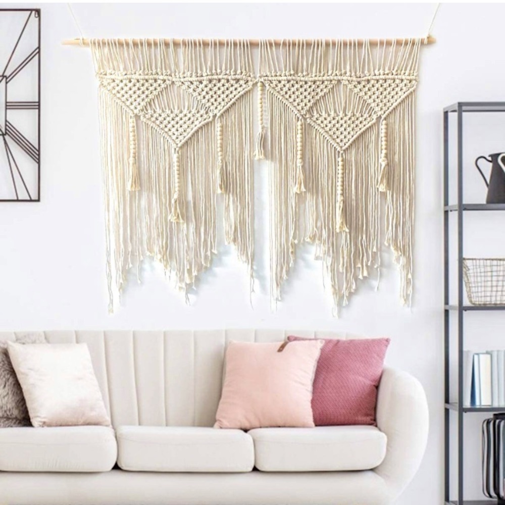 Bohemian Beaded Macrame Braided Farmhouse Hippie Dorm/Event Party/Wedding Decor - Picture 3 of 6